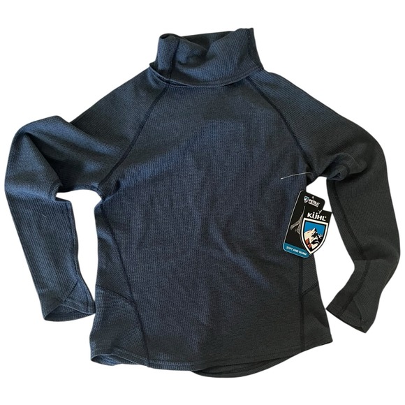KUHL Women's Petra Turtleneck Sweater Medium #8066 Abyss Gray Blue Waffle NWT - Picture 1 of 9